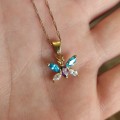 Gemstone Butterfly & Necklace in 9ct Gold #cc008