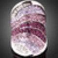 SILVER PLATED ROXI CURVED PURPLE,  PINK , MAROON AND  CLEAR RHINESTONE RING-9