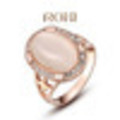 ROSE GOLD PLATED  RING WITH SILVER RHINESTONES AND MOTHER OF PEARL GLASS STONE- SIZE -10