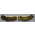 Regiment De la Rey Brass Shoulder Titles Pair