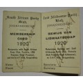 South African Party Club Johannesburg Membership Card Size Closed 47mm x 75mm