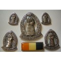 SA Armoured Corps Cap, Collar & Mess Dress Collar Badges w/ Large Type Beret Bar No Bolts / Pins
