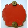 2 SA Infantry Battalion Cap Badge on Red Plastic Backing Very Short Bolts