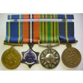Full Size SA Police Medal Group of Four Named to A/O JP Fouche w/ Ribbon Bar