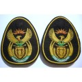 SANDF Warrant Officer Class 1 Rank Insignia Pair Embroidered on Felt Pins Intact