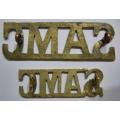 South African Medical Corps Brass Shoulder Titles x 2 Variations