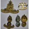 SA Artillery Badges x 5 Owen 835, 833, 839, 842 & 2320 (Cap Badge Only 2 Lugs)
