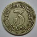 Token Good For In Trade 3 Pence White Metal 22mm x 1.7mm