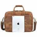 15 Inch Full Grain Leather Briefcase, Messenger Bag, Fits Mac book, Laptop, iPad - Caramel Color