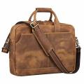 15 Inch Full Grain Leather Briefcase, Messenger Bag, Fits Mac book, Laptop, iPad - Caramel Color
