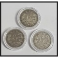 ZAR 1893 - ZAR 1895 - ZAR 1896 // 6D COINS // 3 COINS FOR 1 BID