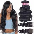 8 Inches Brazilian Virgin Body Wave Hair 3 Bundles with 3-Part 4x4 - Natural Colour