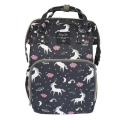 Multifunctional Waterproof Nappy Backpack - Unicorn - BLACK