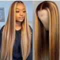 20 Inch 100% Virgin Brazilian Straight 13x1 Lace Front Wig - Blonde Highlights **Please Read*