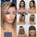 Virgin Brazilian 13x1 Lace Front Wig Colour 1B/18 - Straight Human Hair 12 Inches - Grade 12A