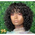 Brazilian human hair waterwave wig with fringe - 10 inches