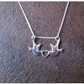 Sterling Silver Love Birds Necklace with Pendant 925 Silver