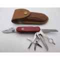 Wenger Delemont Swiss Army Multi-Tool Knife + Leather Belt Pouch