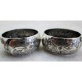 Pair Of Sweet Hallmarked Vintage Silver-Plate Little Girls Bracelets Circumference 15cm Width 1,9cm