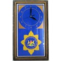 Vintage South African Police Clock In Polystyrene Frame - Total Size 48cm/28cm