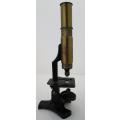 Small Brass Antique Microscope Plus Box - Height 22,5cm