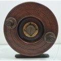 Vintage Wood and Solid Brass Fishing Reel - 17cm/16cm/7,5cm