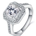 Stunning Platinum Plated AAA Cubic Zirconia Square Cut Engagement Rings- Size 7