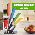 Ceramic Knife Set of 3 With a Potato Peeler Colorful Set