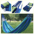 Portable Cotton Rope Outdoor Swing Fabric Camping Hanging Hammock In Blue Color