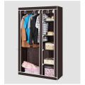 Double Canvas wardrobe Cupboard Clothes Storage Solution(Blue Purple)