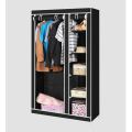 Double Canvas wardrobe Cupboard Clothes Storage Solution with Hanging Rail Storage Shelves