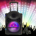 Powered 12" DJ PA Speaker Bluetooth USB Remote 1 Mic Karaoke TF/SD/USB