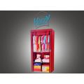 Portable Clothes Closet Wardrobe Storage Organizer with Shelves (Pink,Red)