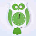 Colourful Owl Wall Clock ( Green, White)