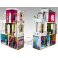 Modern wooden dollhouse and 18 furniture pieces, with elevator - over 100mm' tall