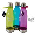 WATER BOTTLE WITH METALIC BASE AND CAP