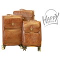 3 PIECE LEATHER CARRY-ON LUGGAGE SET