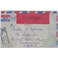 QEII - 1961 Express registered cover from Cyprus to South Africa - Average condition