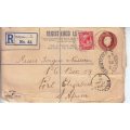 KGVI - 1913 registered letter from England to South Africa
