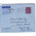 KGVI - 1953 Airmail letter from England to South Africa