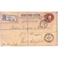 1912 Registered letter from England to South Africa