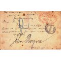 Mashonaland Postcard- Salisbury to Johannesburg - Oct 1895 - Special item!