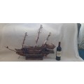 LARGE HANDCRAFTED WOODEN GALLEON