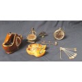 COLLECTION OF SILVERPLATED, BRASS, CERAMIC AND WOOD ORNAMENTS