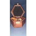 BRASS NAUTICAL SEXTANT IN WOODEN BOX