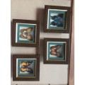 Set Of 4 Beautiful Butterfly Collection Framed In Stunning Wooden Casing - Decorative Wall Art