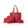 4 Piece RED Women's PU Leather Handbag Set (Shoulder Bags Handbag Clutch Handbags Purses Wallets)