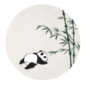 Little lazy panda round painting