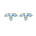 Blue Gold Flower Stud Earrings