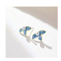 Blue Gold Flower Stud Earrings